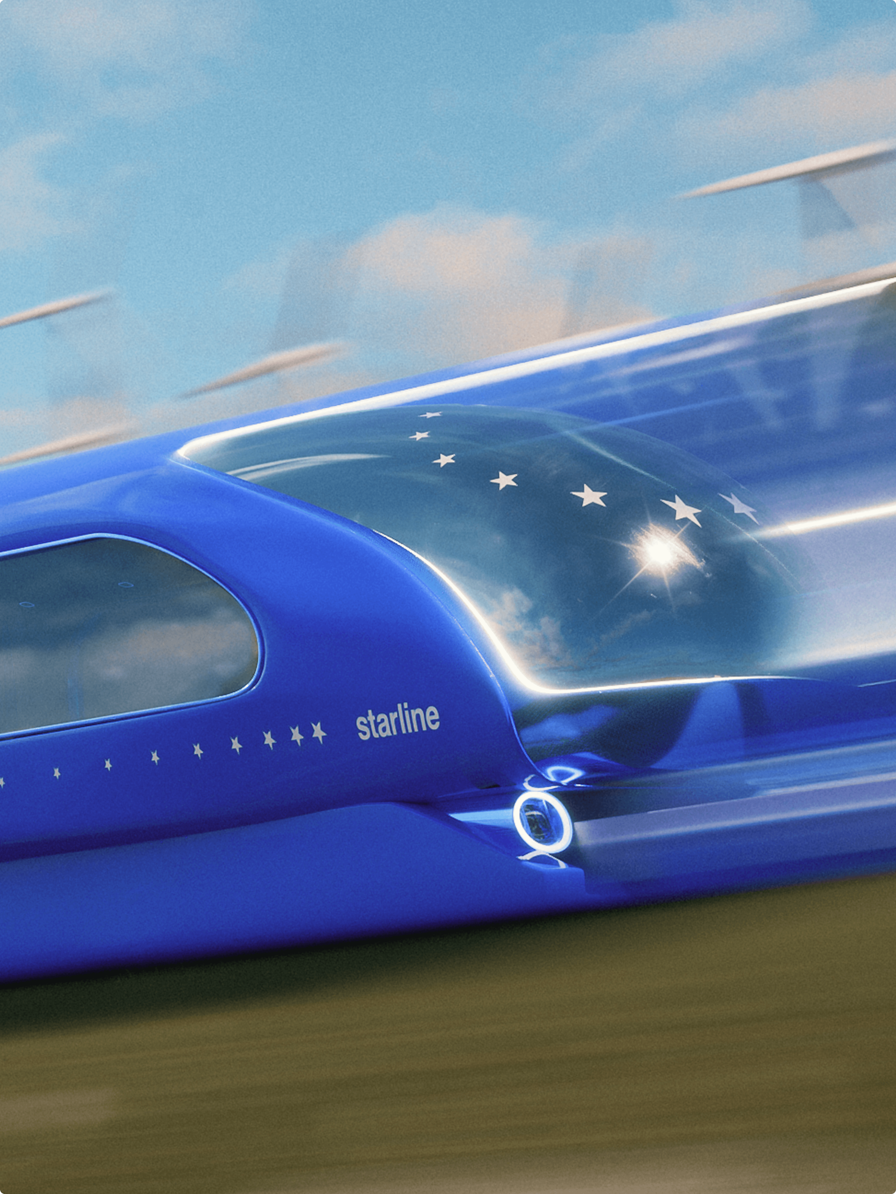 render of the iconic blue train