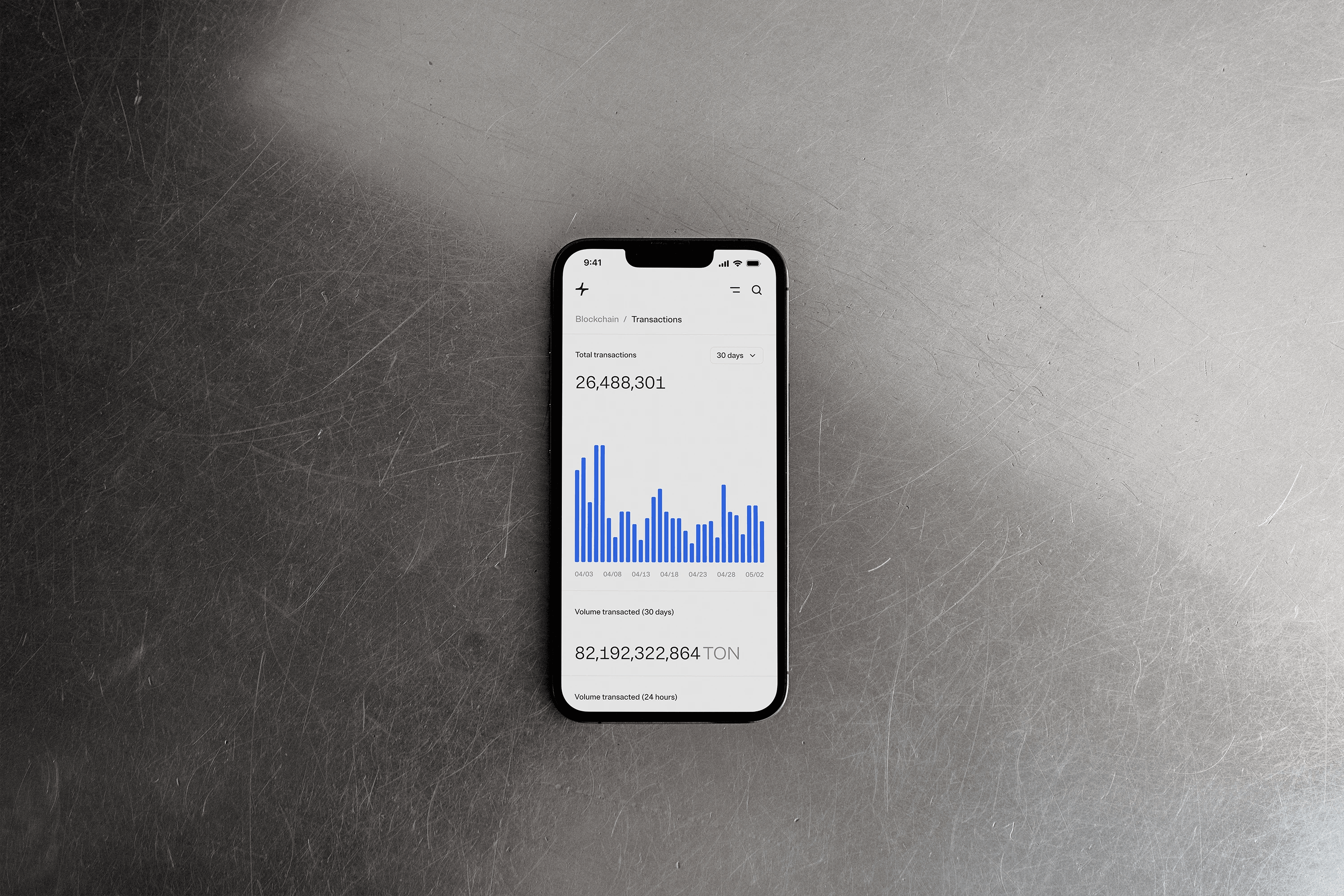 Screenshot of the Tonscan explorer as seen on a mobile phone, on an aluminium background.