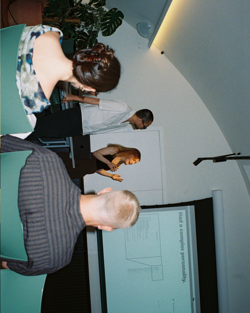 A company meeting in a presentation room